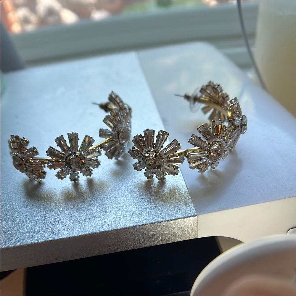 Elegant Gold and Silver Floral Earrings